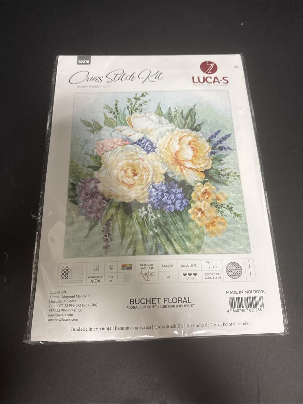 Luca-S Counted Cross Stitch Kit Floral Bouquet B2370 Aida Skill 3/5 Sealed